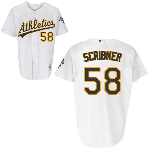 Evan Scribner #58 Youth Baseball Jersey-Oakland Athletics Authentic Home White Cool Base MLB Jersey